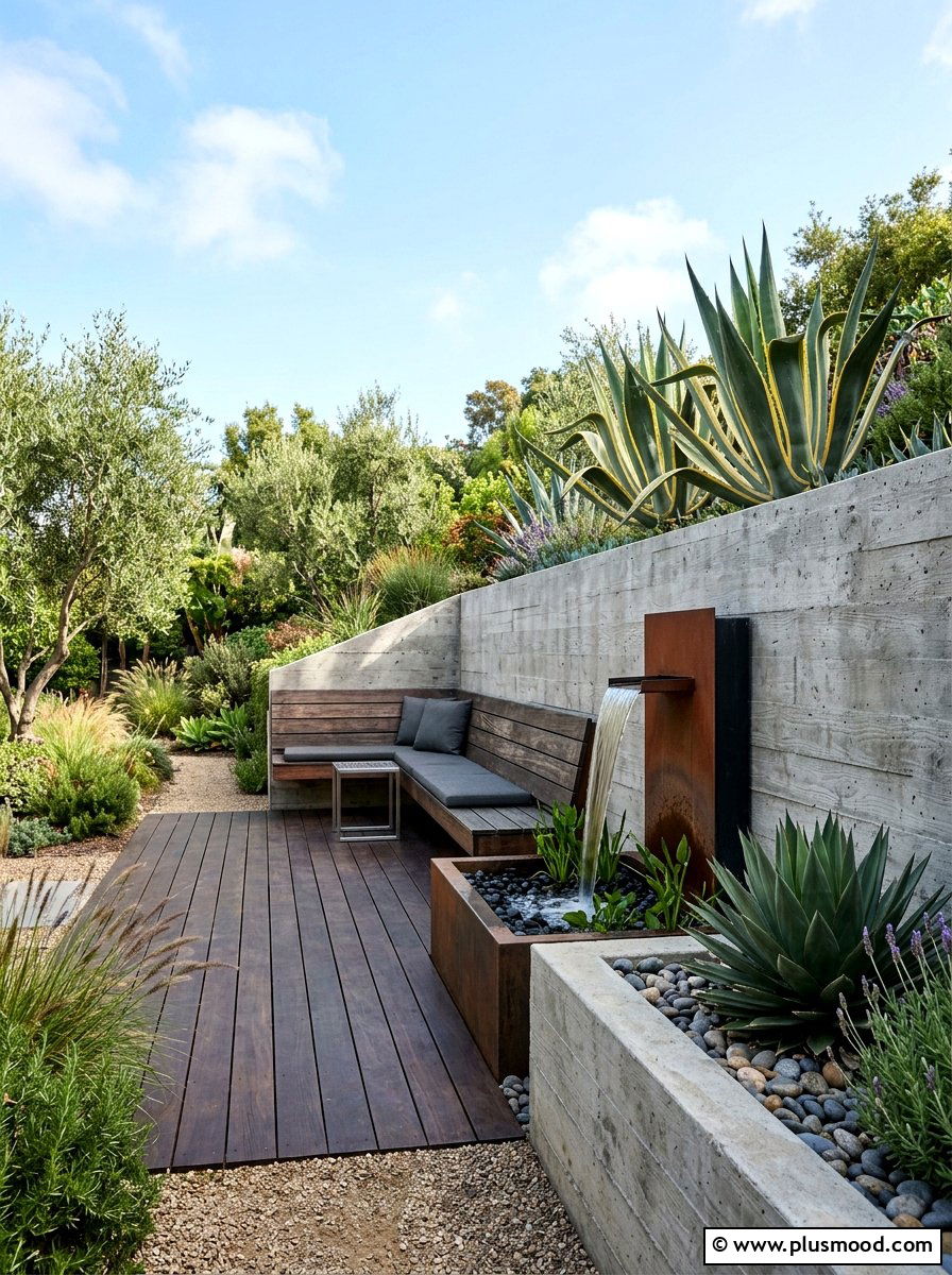 Concrete Wall With Built In Seating - 25 small backyard ideas with privacy fence