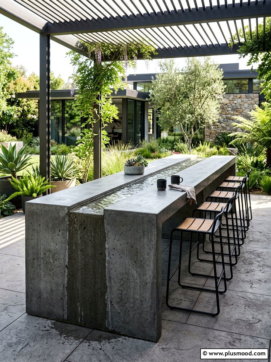 Concrete Water Table - 25 summer backyard water feature ideas