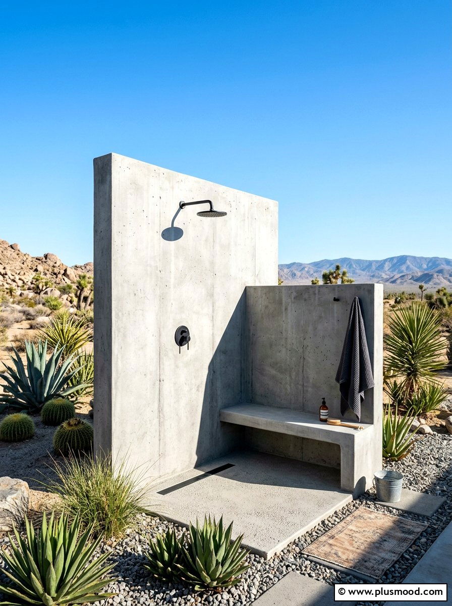 Concrete outdoor shower - 25 summer outdoor shower ideas