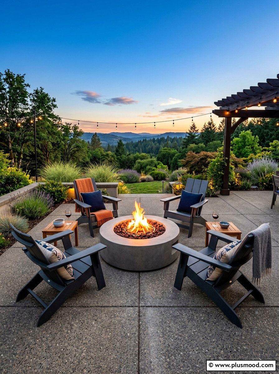 Concrete patio with fire pit - 25 summer concrete patio ideas for summer