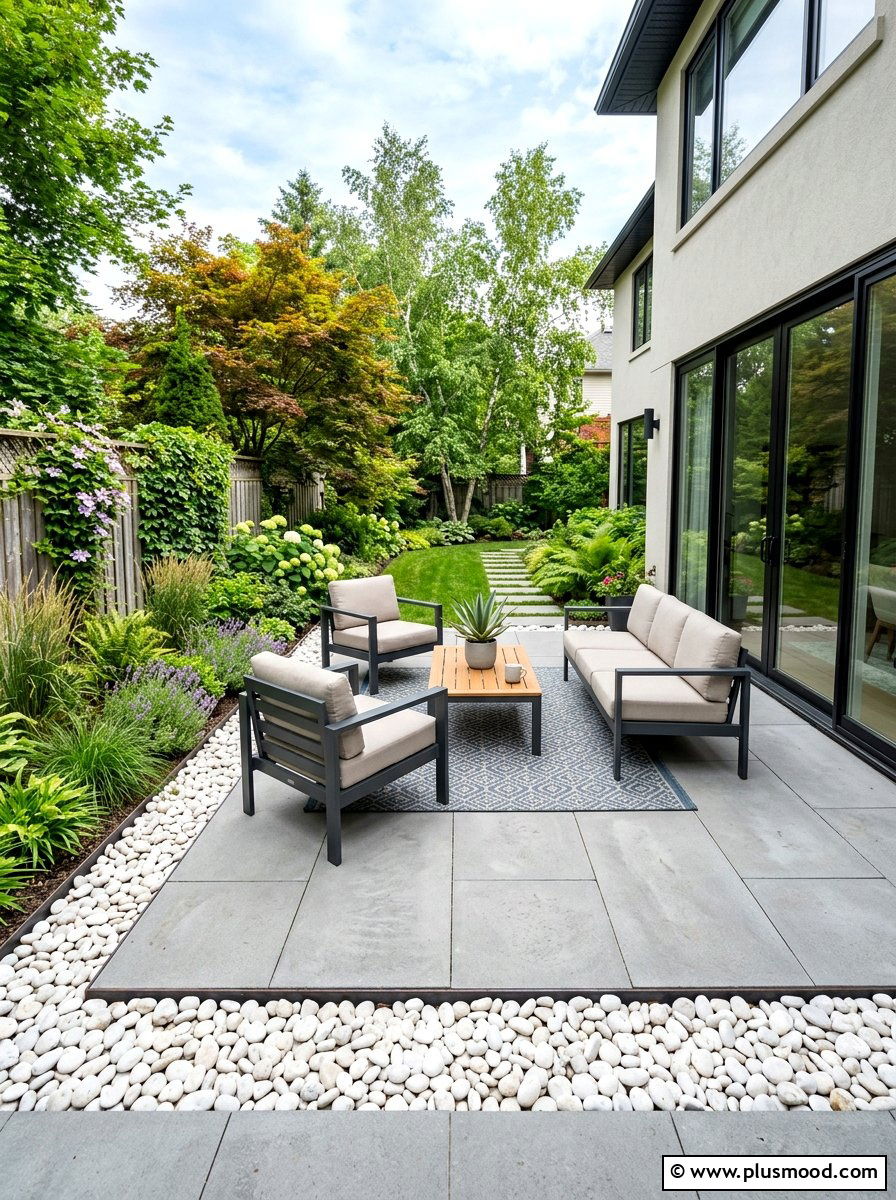 Concrete patio with gravel border - 25 summer concrete patio ideas for summer