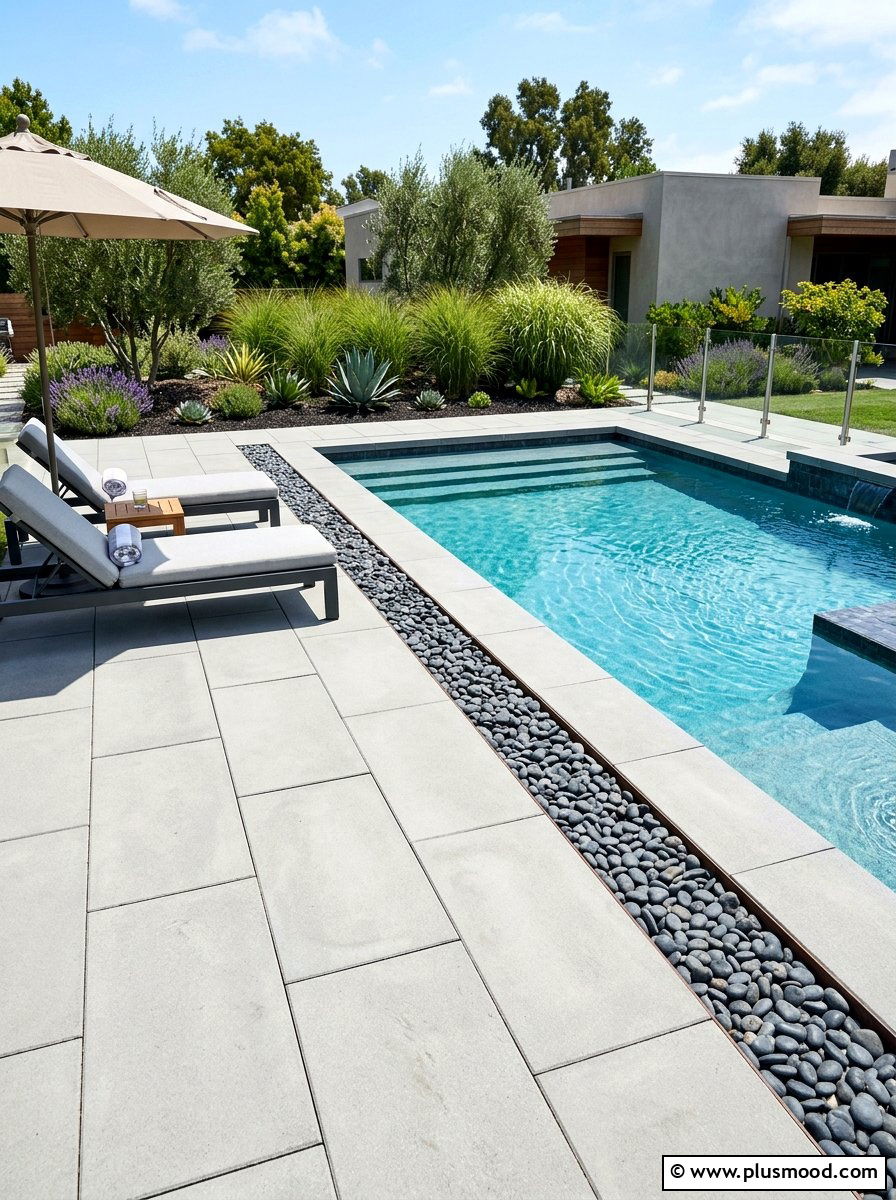 Concrete paver pool surround - 25 pool landscaping ideas for above ground pools