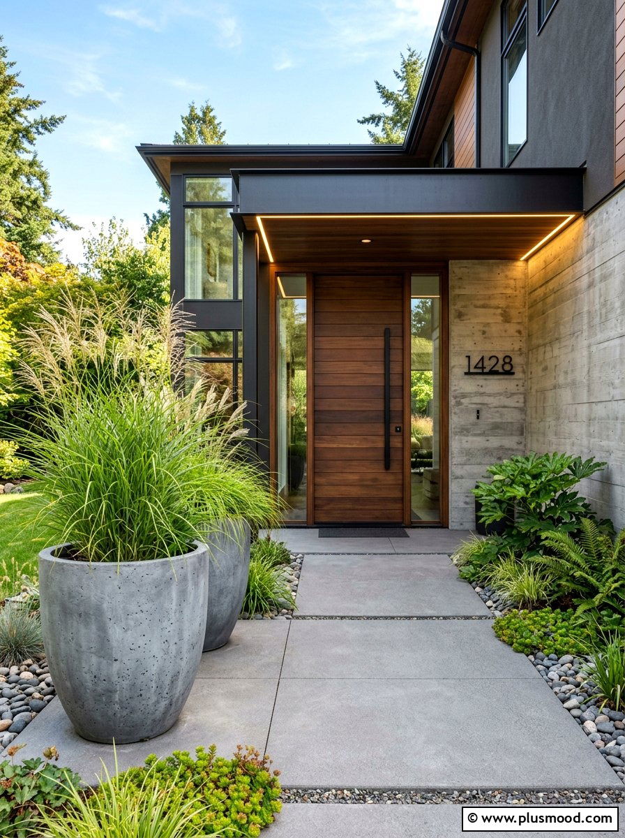 Concrete planter front entry - 25 summer elegant front porch ideas