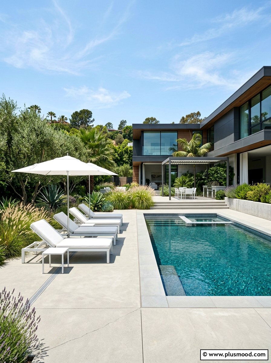 Concrete pool patio - 25 pool landscaping ideas for small backyards