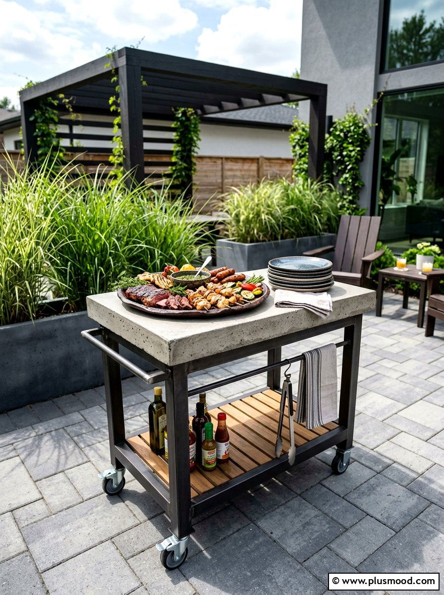 Concrete top outdoor cart - 25 summer outdoor serving cart ideas