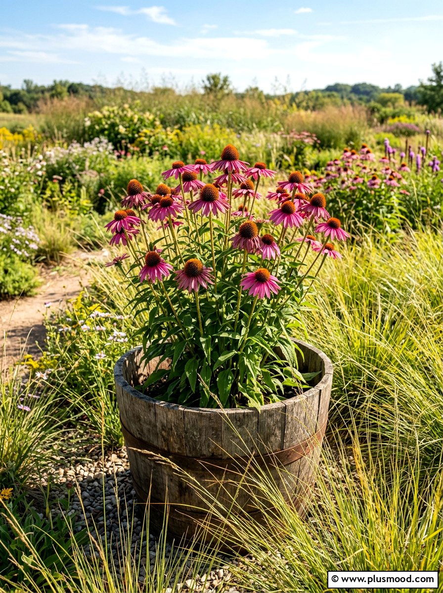 Coneflower Garden Pot - 25 end of summer planter refresh ideas