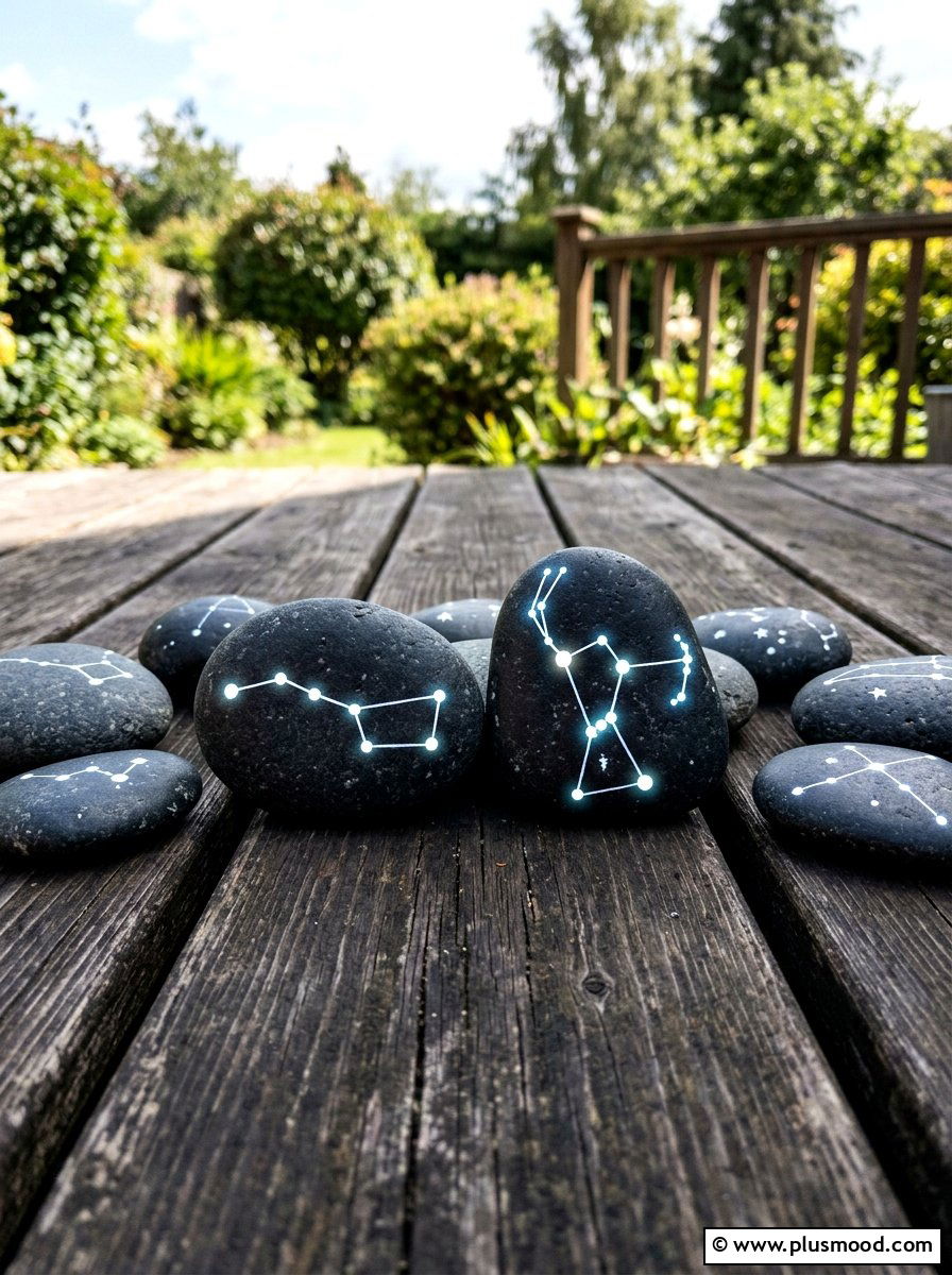 Constellation Map Rock - 25 painted rock ideas with glow in the dark paint