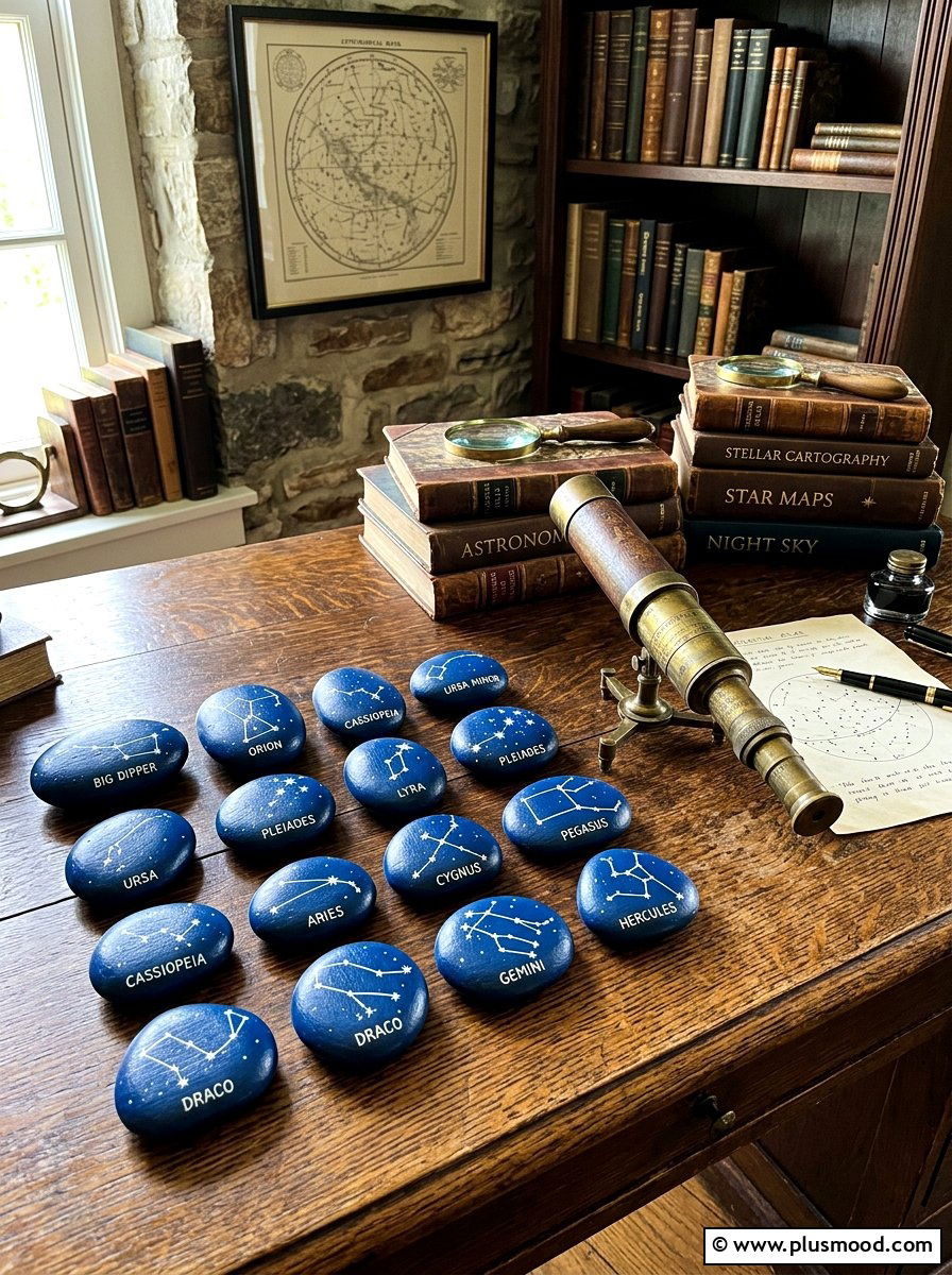 Constellation Pattern Painted Rocks - 25 painted rock ideas with stars