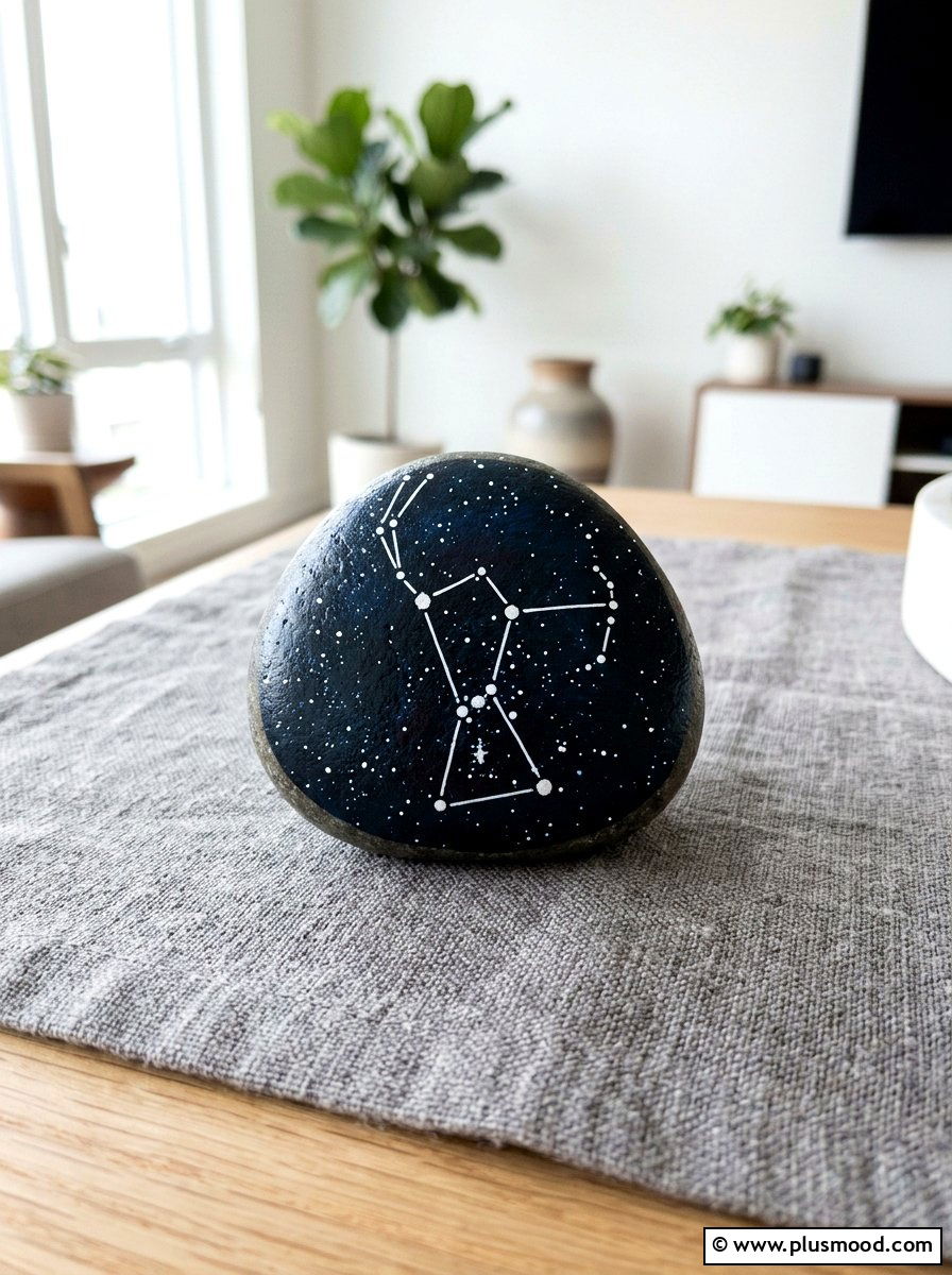 Constellation painted rock - 25 painted rock ideas with galaxy design