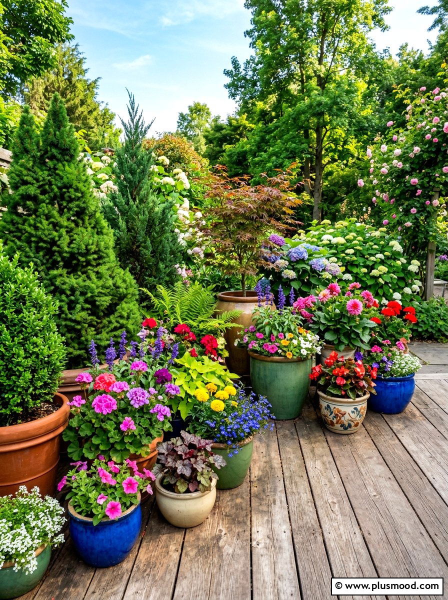 Container Garden Display - 25 simple summer patio ideas