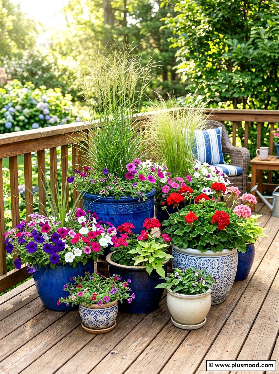 Container Garden on Deck - 25 best summer backyard ideas