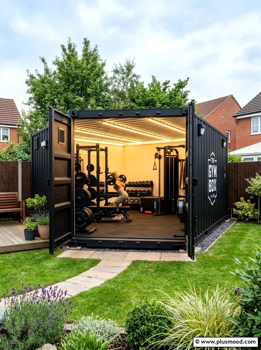 Container Gym Conversion - 25 small backyard ideas with outdoor gym