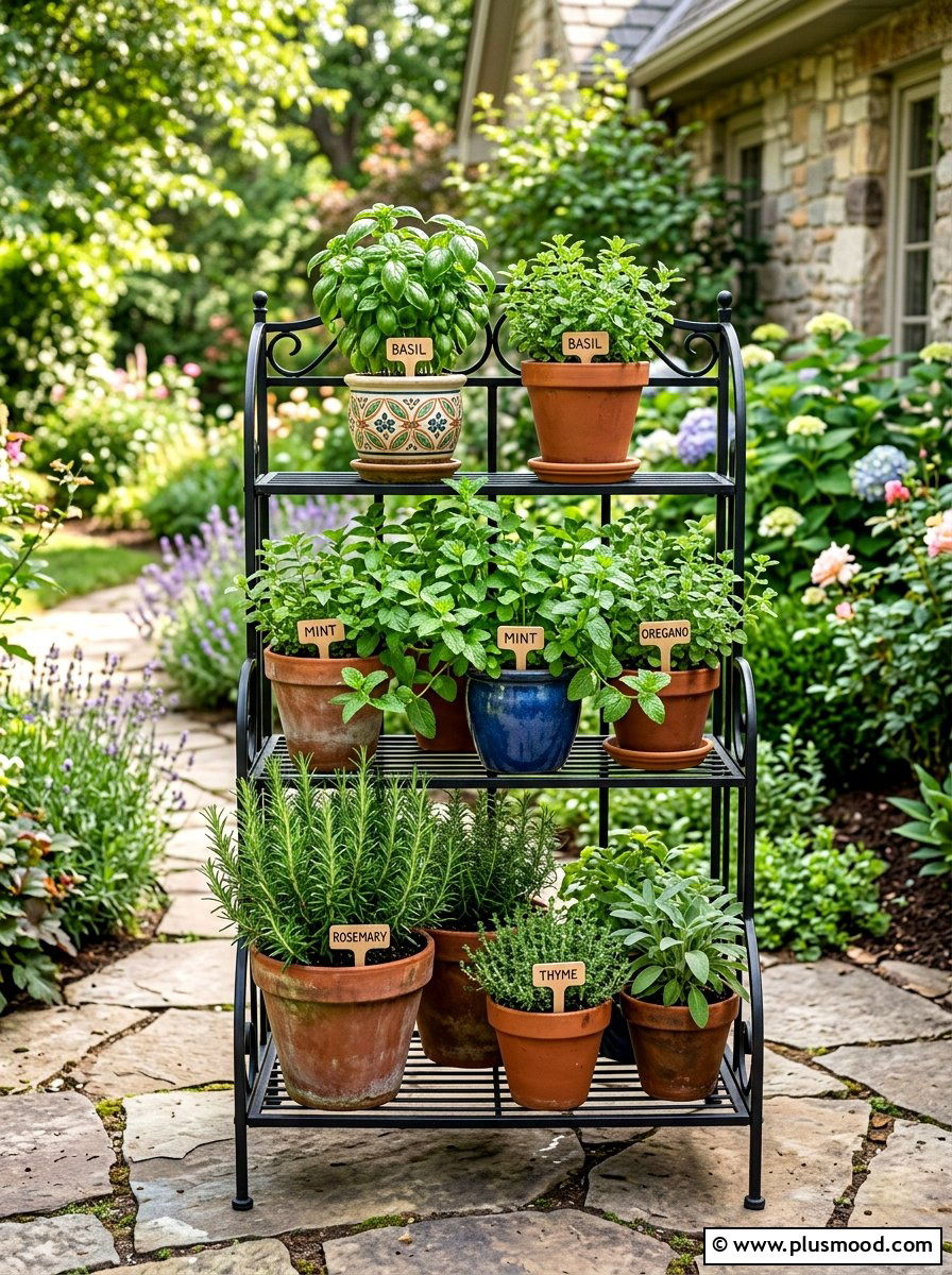 Container Herb Garden - 25 small backyard ideas for townhomes