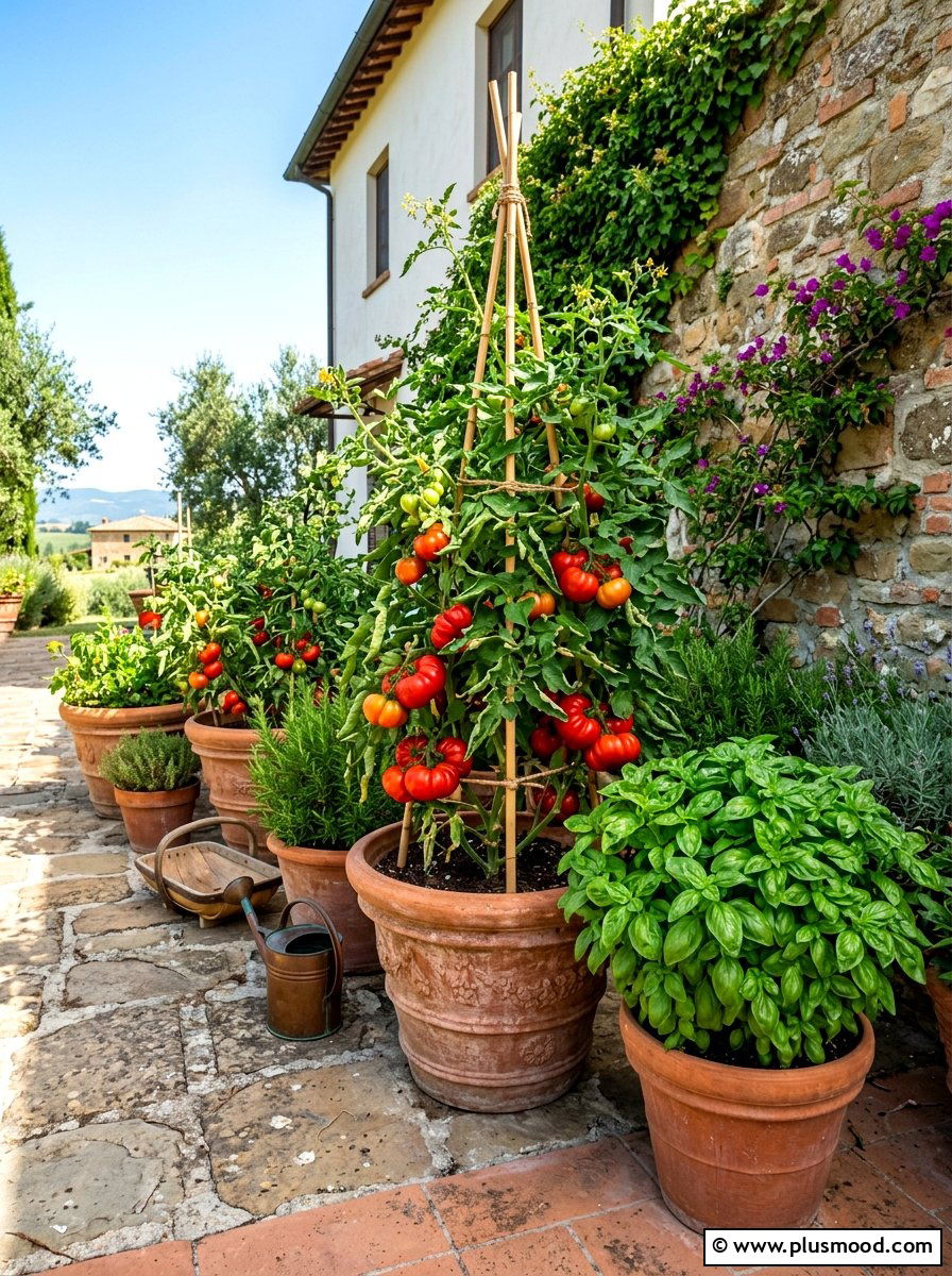 Container Tomato Garden - 25 summer edible garden ideas
