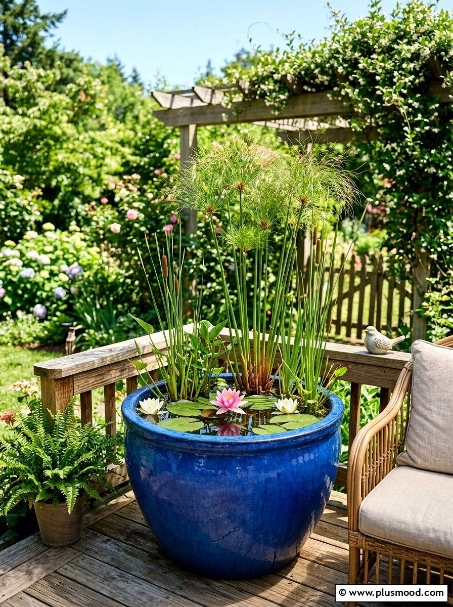 Container Water Garden - 25 outdoor garden decor ideas with water features