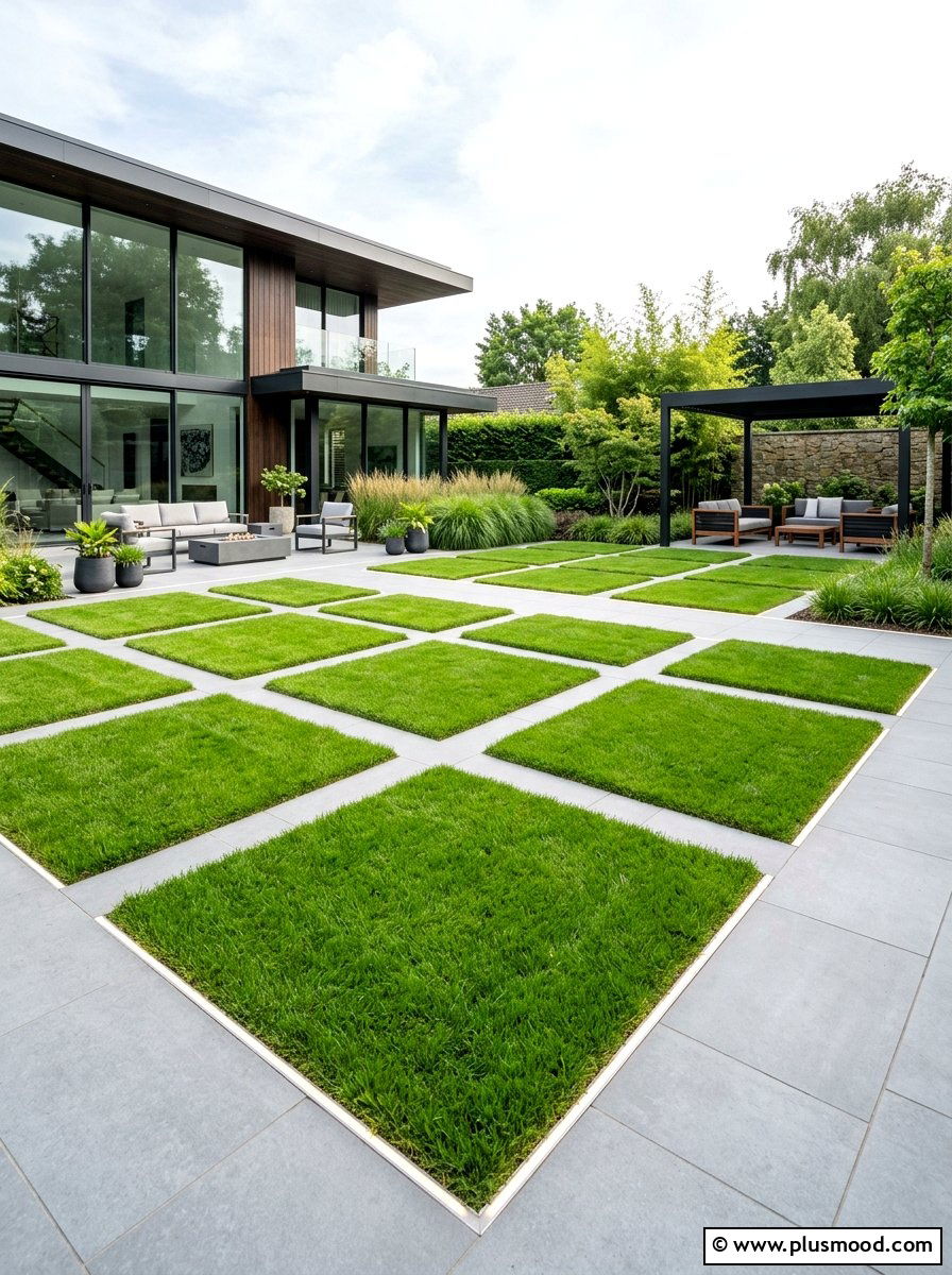 Contemporary Backyard Grass - 25 small backyard ideas with grass