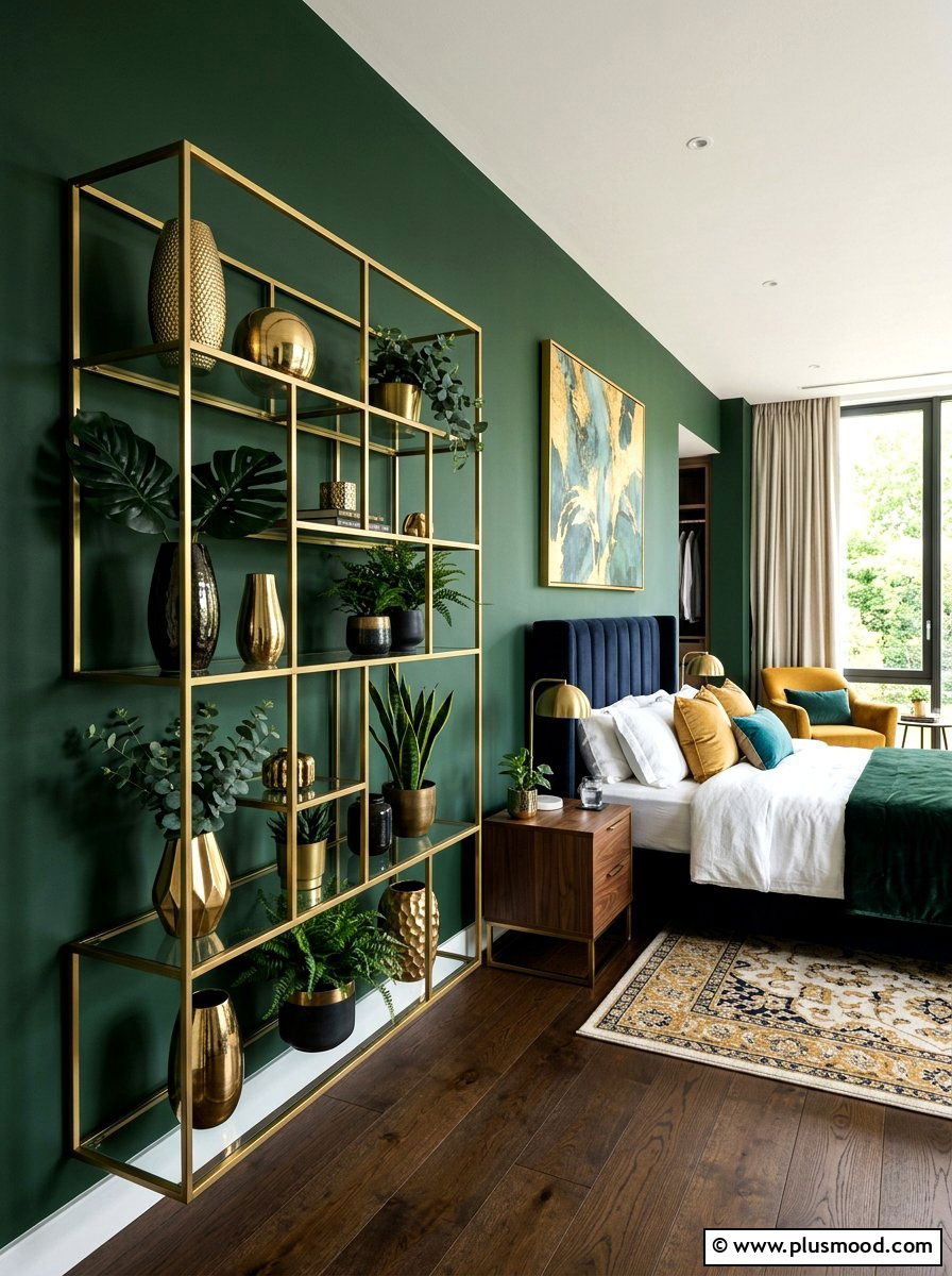 Contemporary Brass Bedroom Shelf - 25 summer bedroom shelf decor ideas