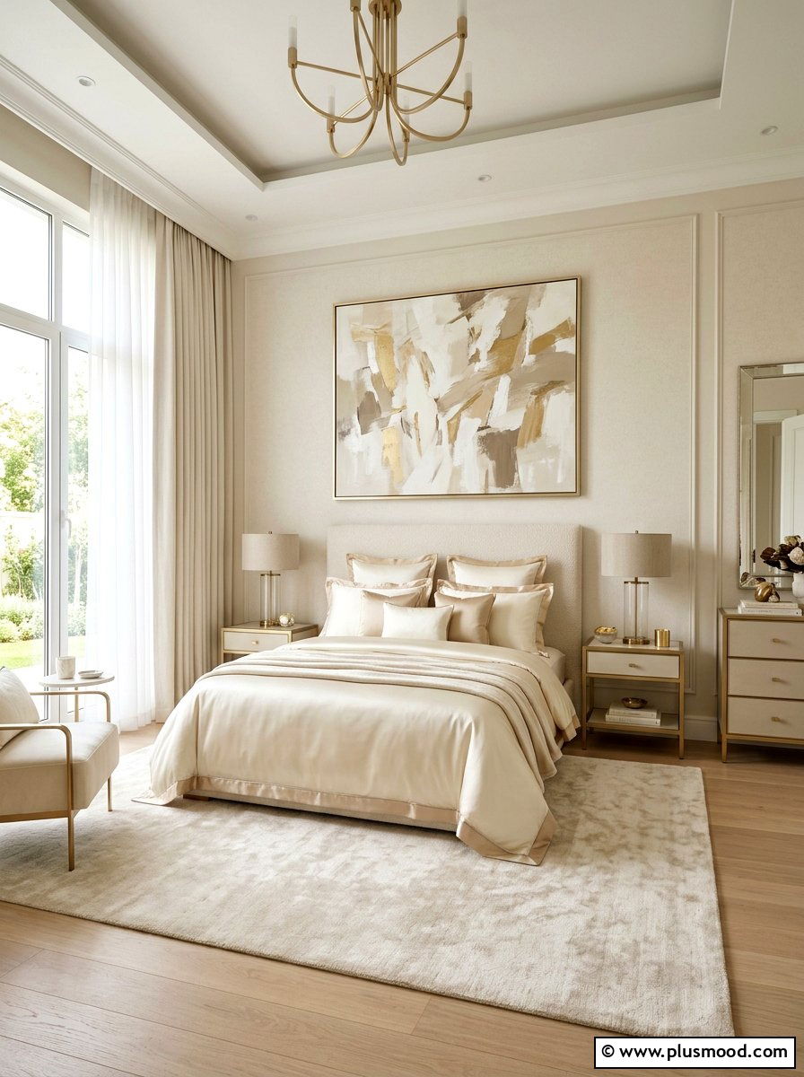 Contemporary Cream Bedroom - 25 neutral summer bedroom ideas