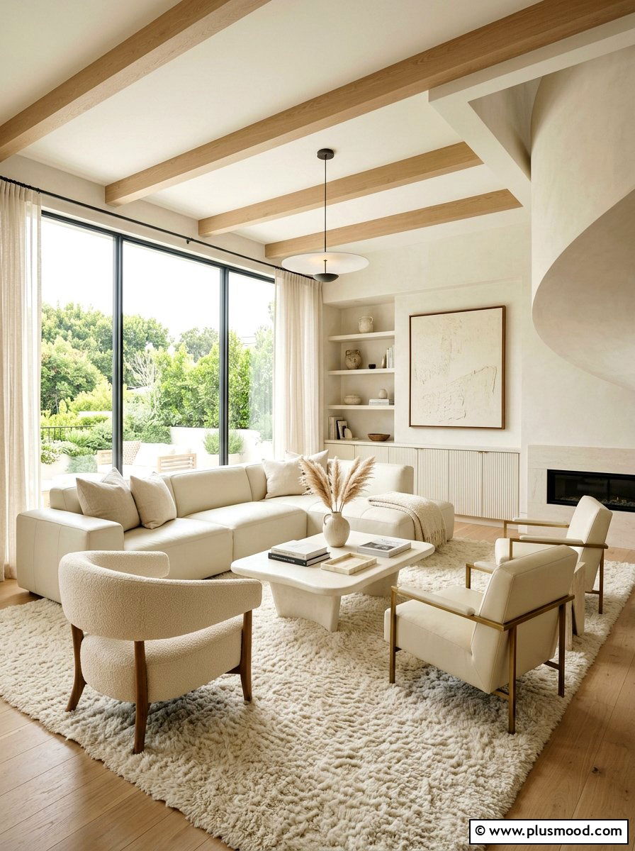 Contemporary Cream Living Room - 25 neutral summer living room ideas