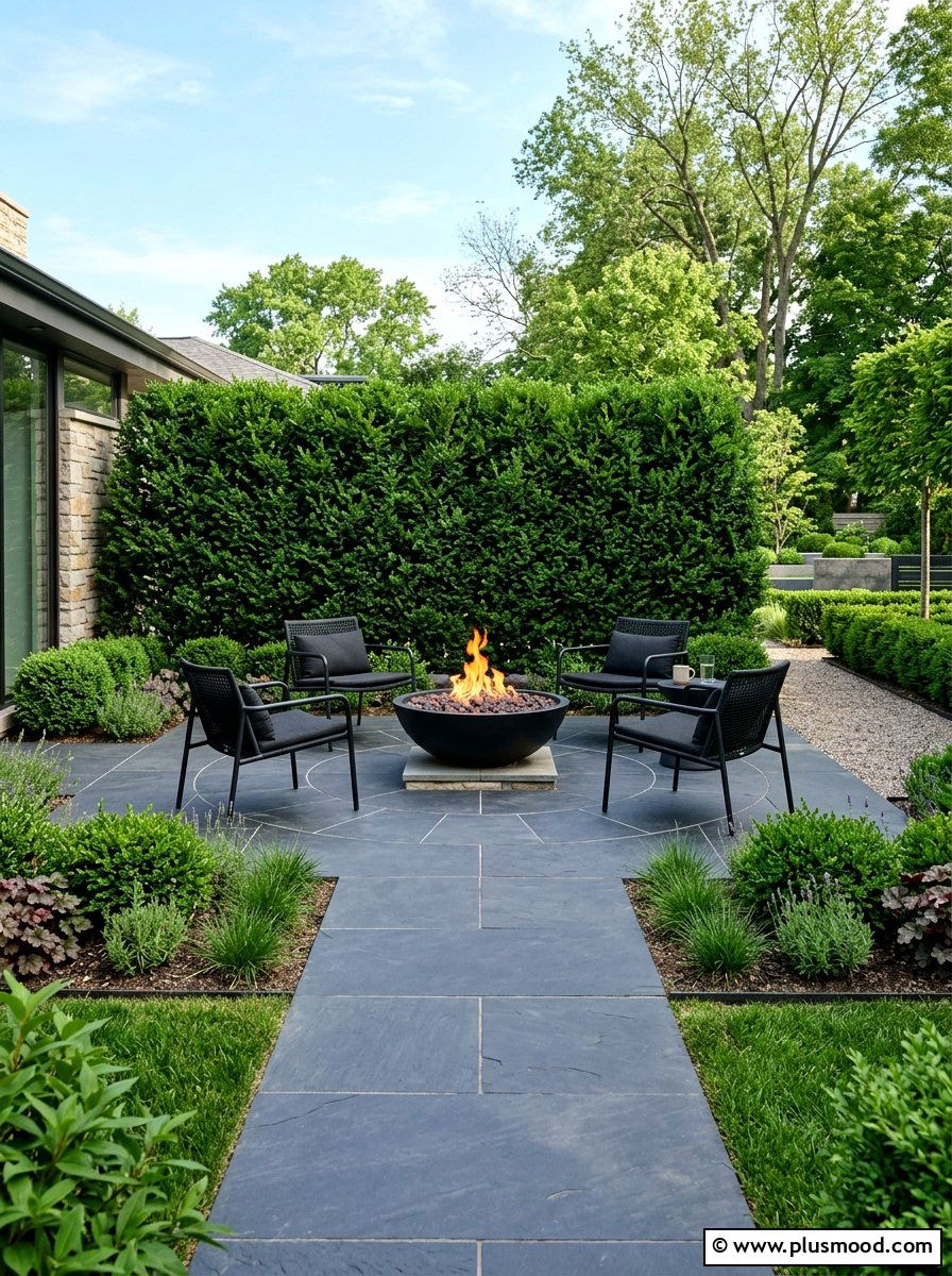 Contemporary Fire Bowl Garden - 25 small backyard ideas with fire bowl