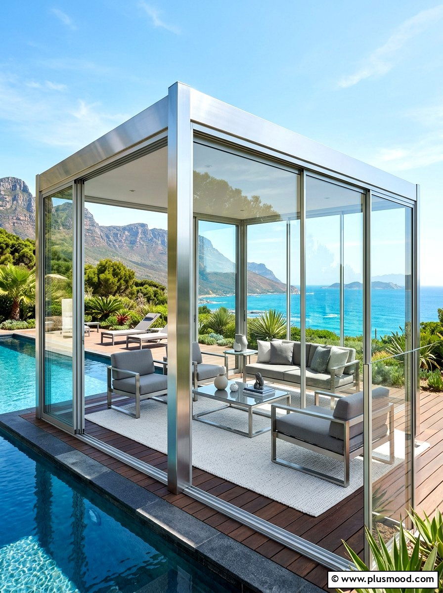 Contemporary Glass Cabana - 25 summer cabana ideas