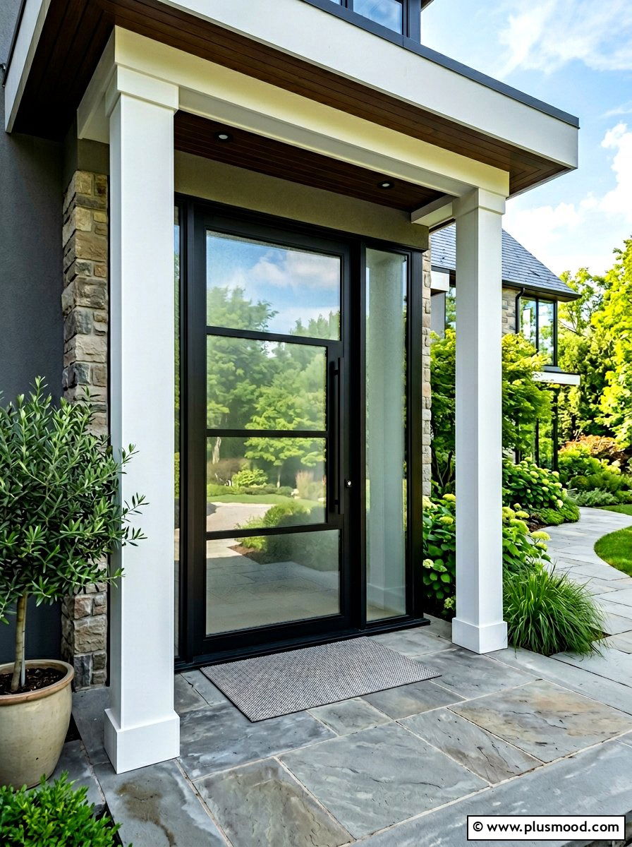 Contemporary Glass Door - 25 summer minimalist front porch ideas