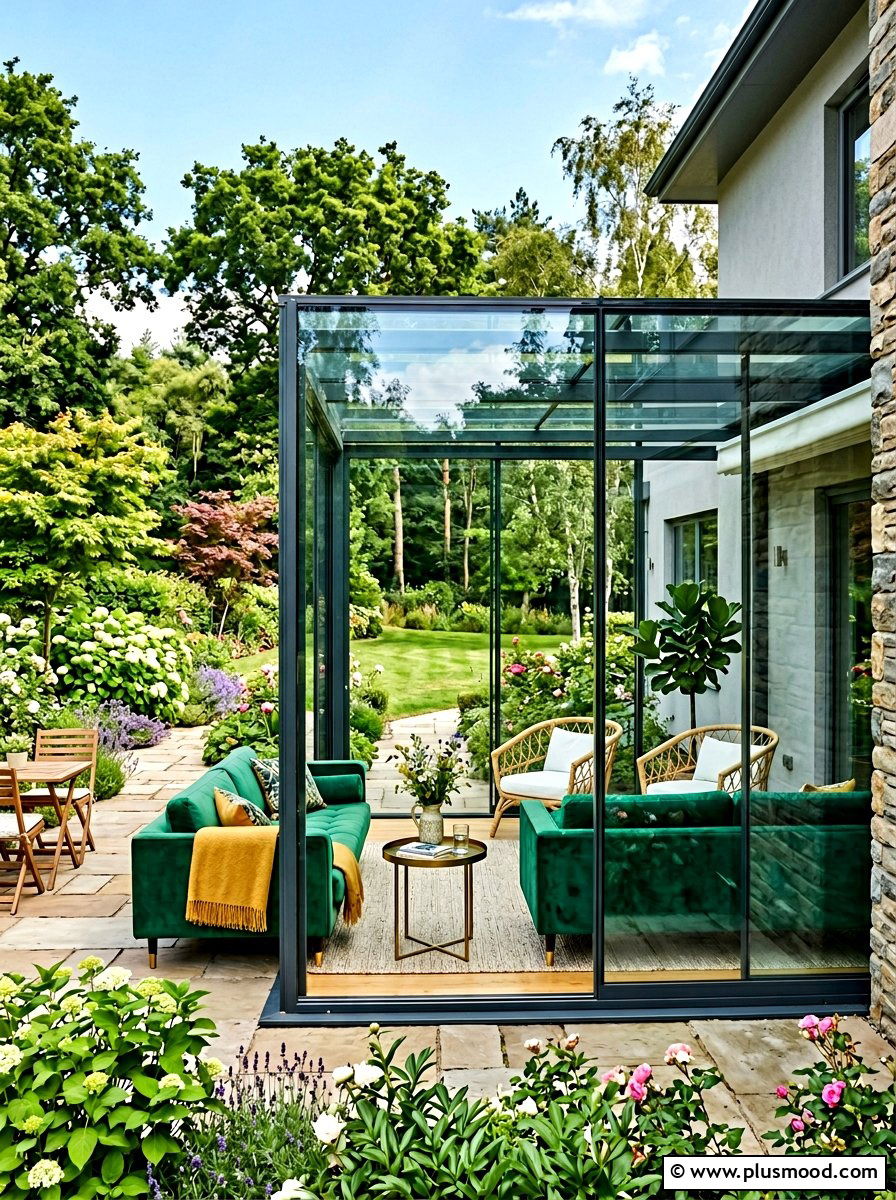 Contemporary Glass Enclosed Sunroom - 25 summer covered patio ideas