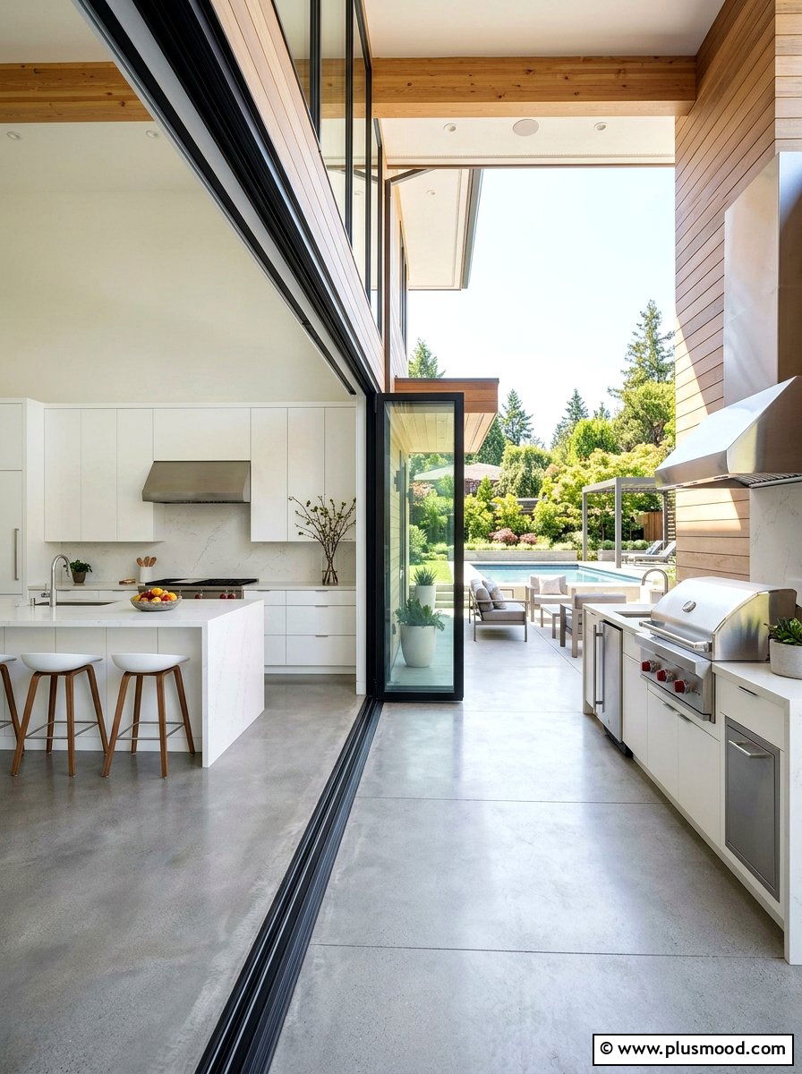 Contemporary Glass Wall Kitchen - 25 summer backyard outdoor kitchen ideas