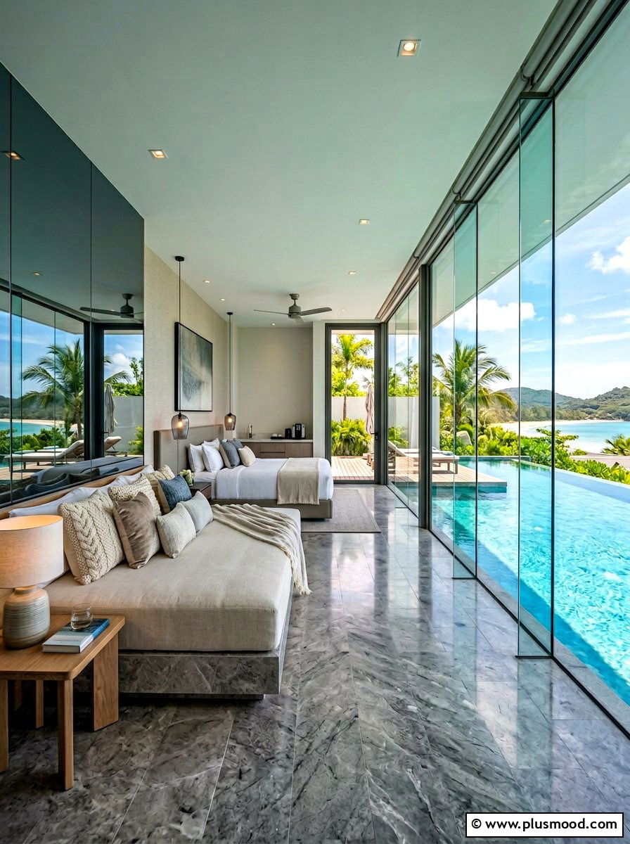 Contemporary Glass Walled Pool Suite - 25 summer pool house decor ideas