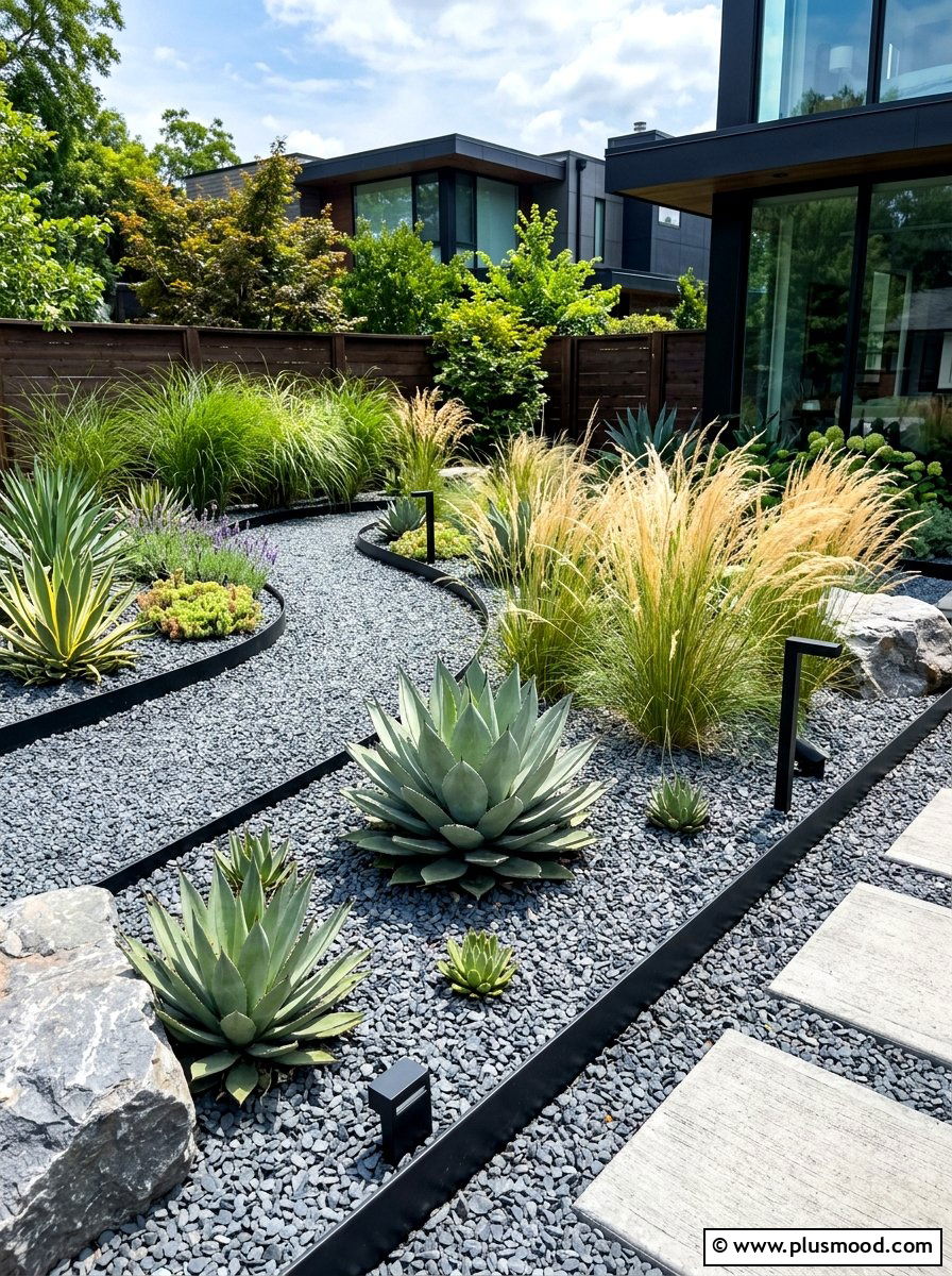 Contemporary Gravel Garden - 25 summer front yard garden ideas