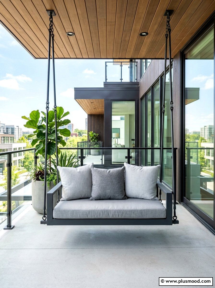 Contemporary Gray Porch Swing - 25 summer front porch swing ideas