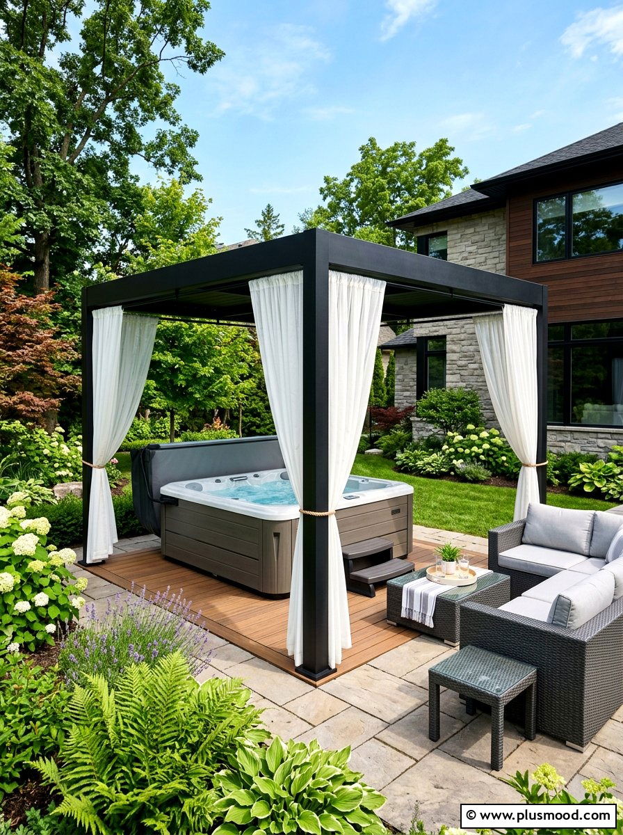 Contemporary Hot Tub Gazebo - 25 summer hot tub patio ideas
