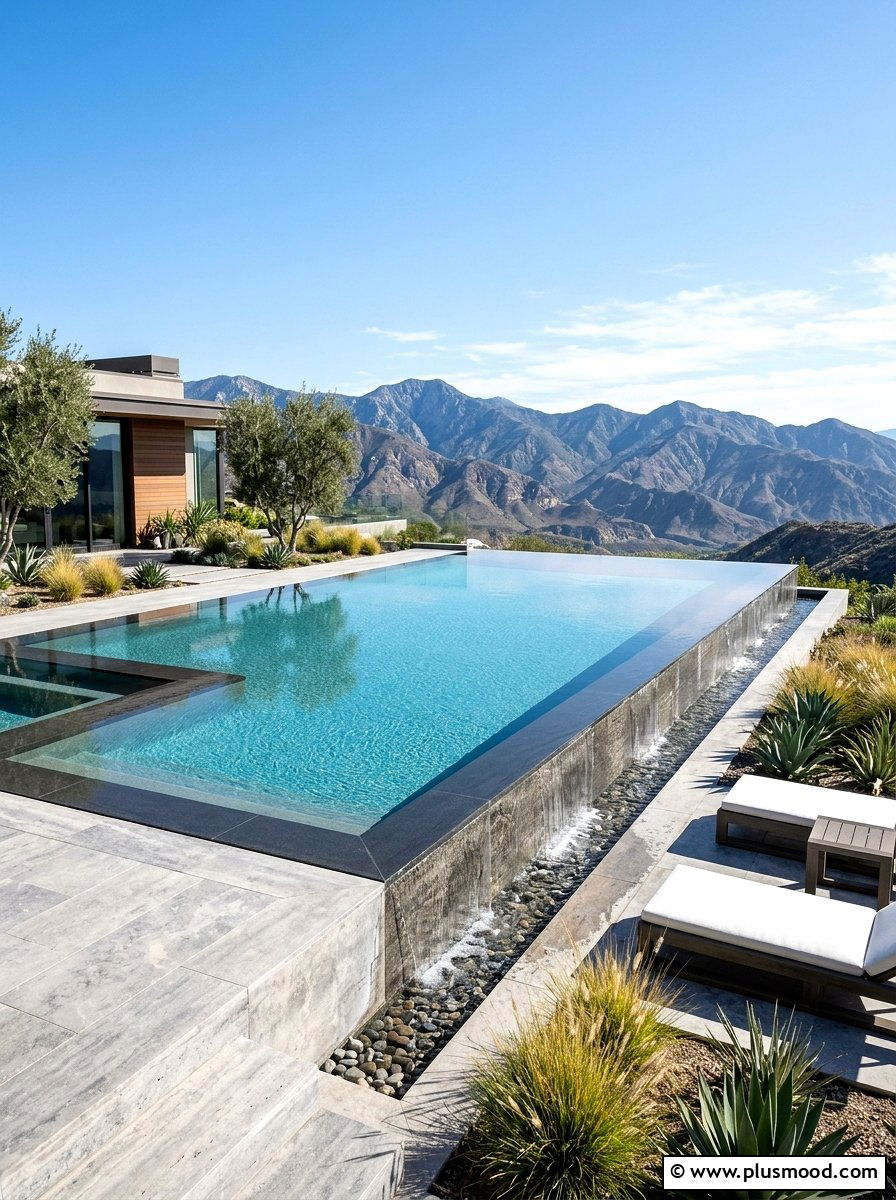 Contemporary Infinity Edge Pool - 25 outdoor garden decor ideas with water features