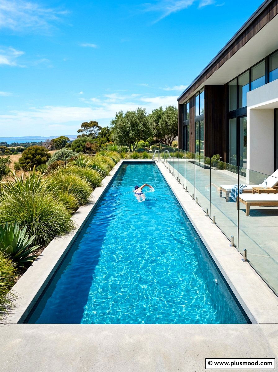 Contemporary Lap Pool - 25 summer pool landscaping ideas
