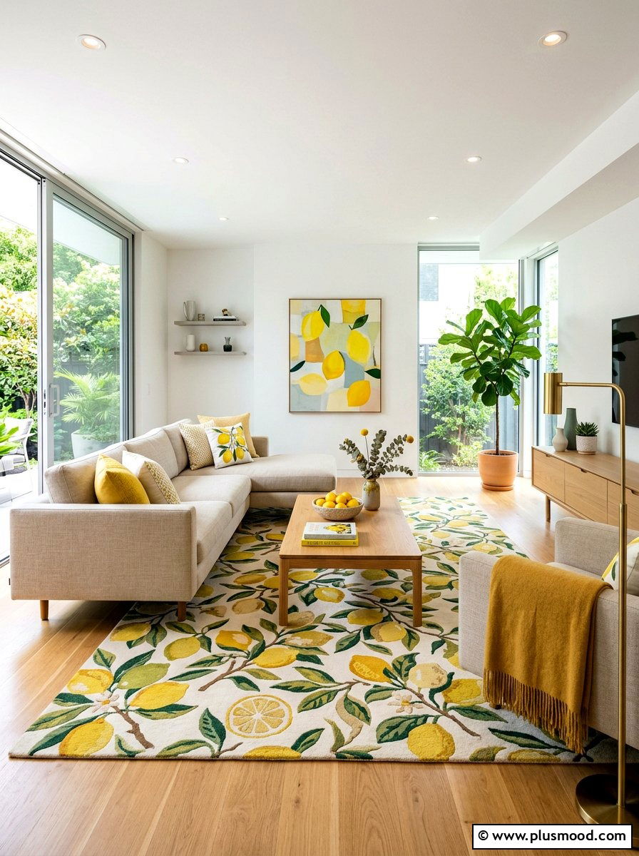 Contemporary Lemon Living Room - 25 summer lemon decor ideas for living room