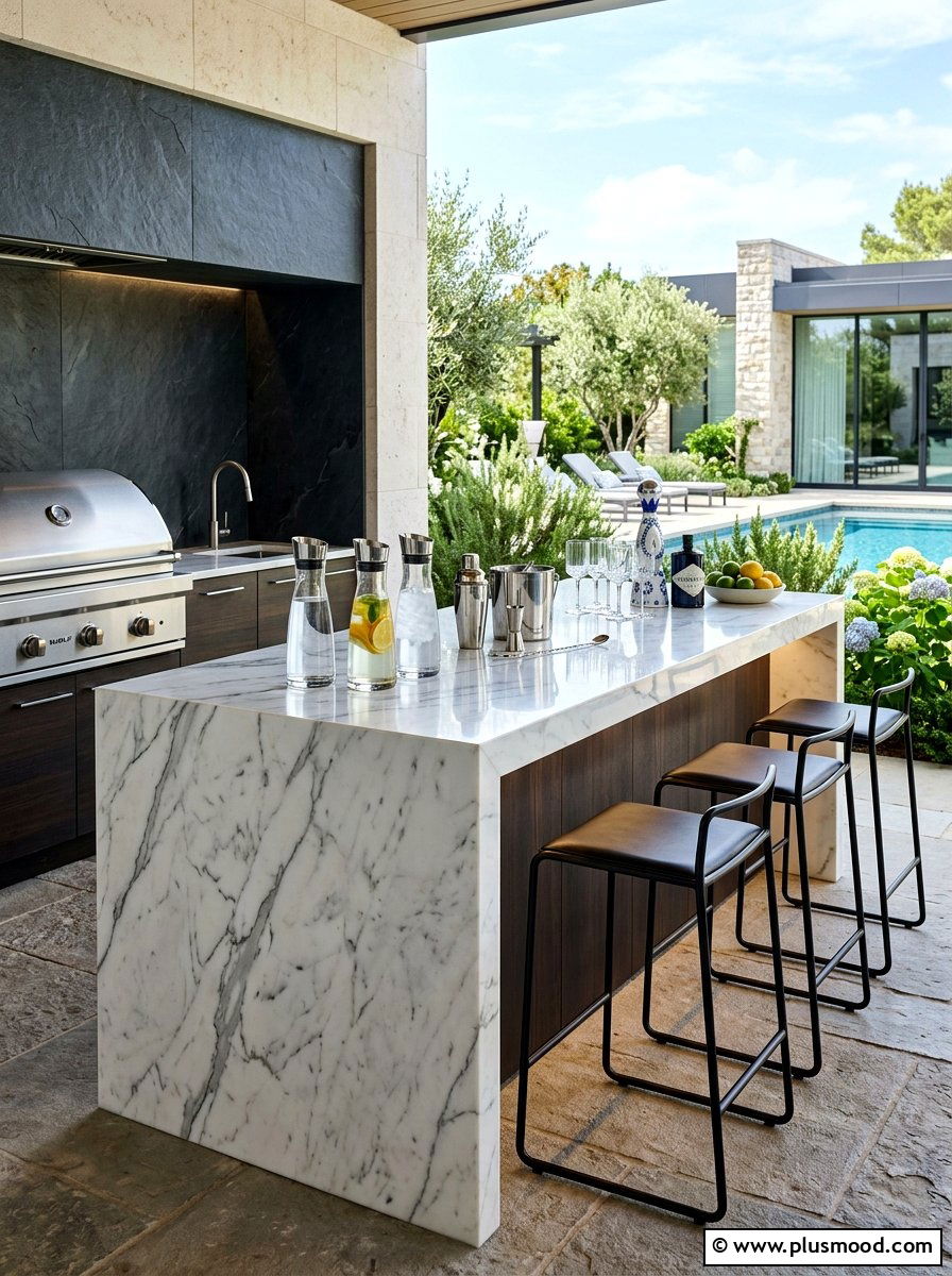 Contemporary Marble Countertop Bar - 25 summer iced tea bar ideas