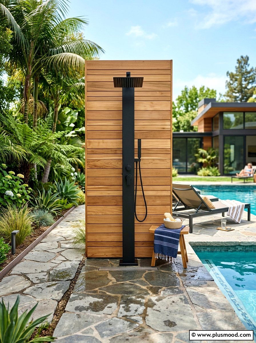 Contemporary Outdoor Pool Shower - 25 pool landscaping ideas for contemporary homes