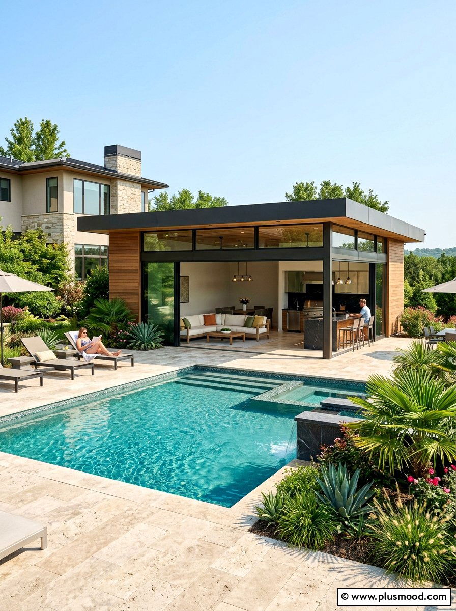 Contemporary Pool Cabana - 25 pool landscaping ideas for contemporary homes