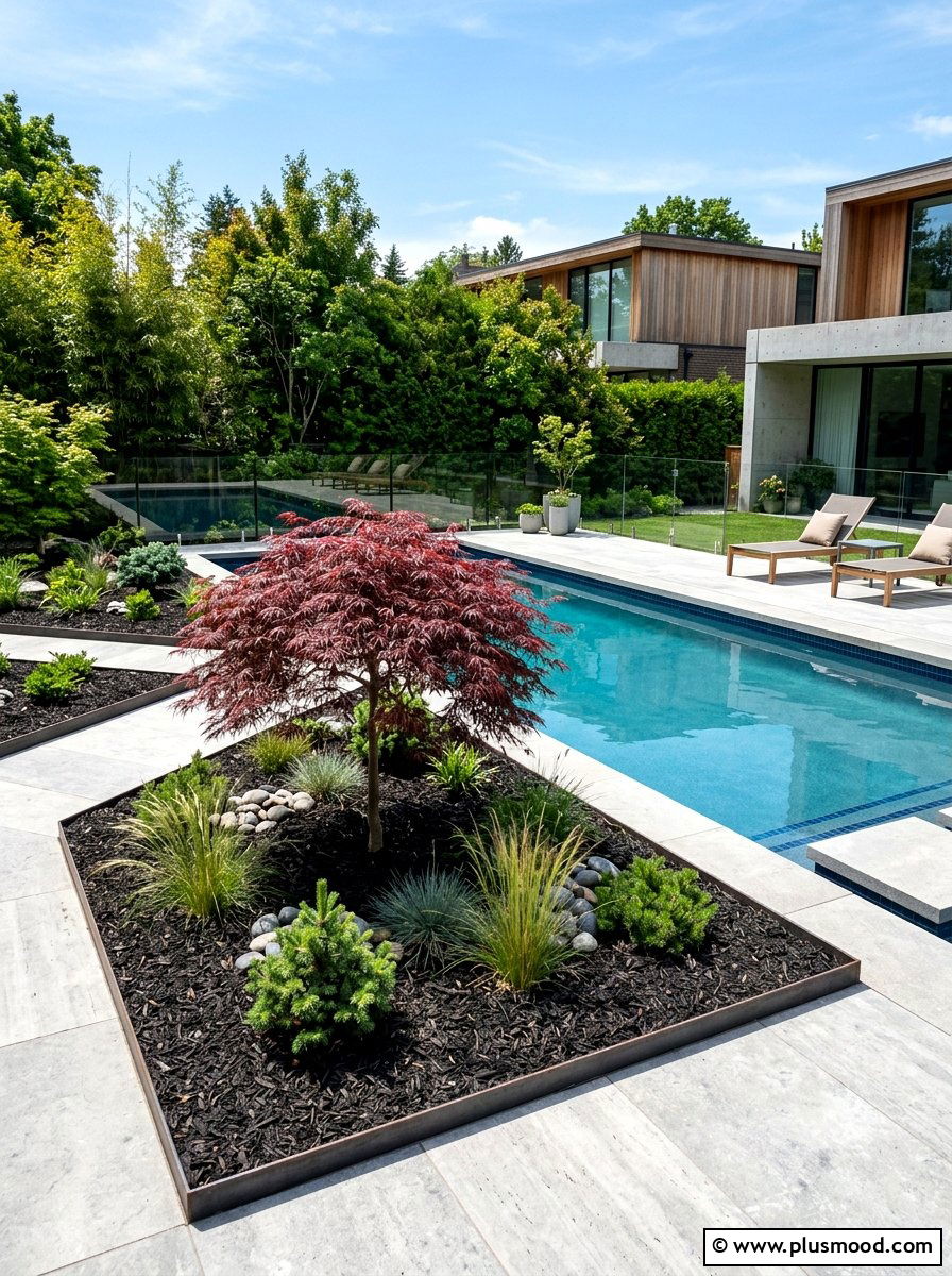 Contemporary Pool Garden Mulch - 25 pool landscaping ideas with mulch beds