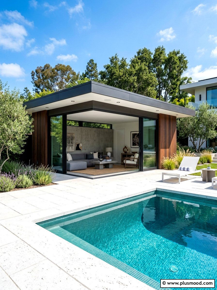 Contemporary Pool House - 25 summer pool ideas
