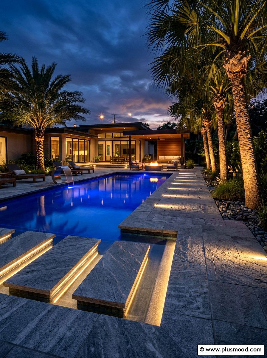 Contemporary Pool Lighting - 25 pool landscaping ideas for contemporary homes