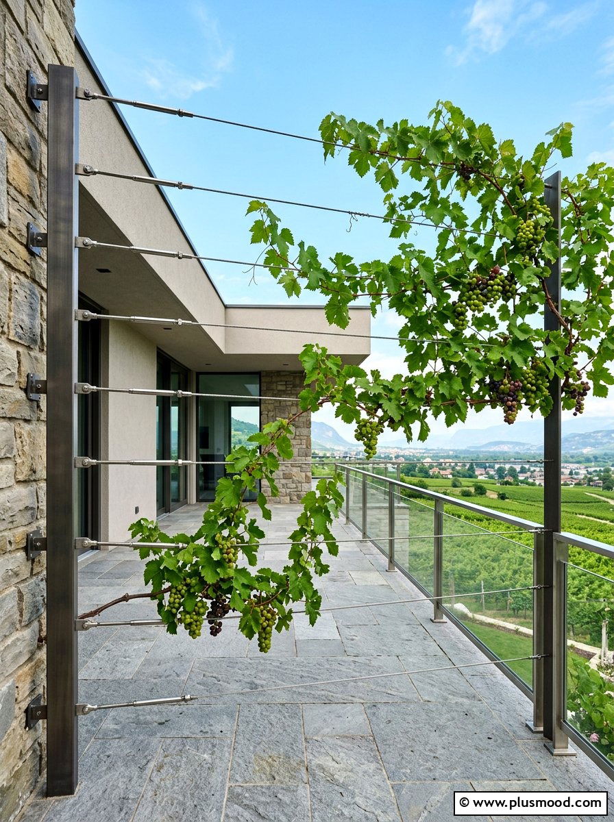 Contemporary Steel Wire Trellis - 25 summer balcony trellis ideas