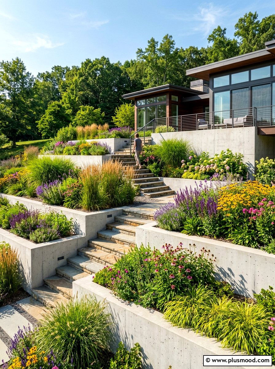 Contemporary Tiered Summer Garden - 25 beautiful summer garden ideas