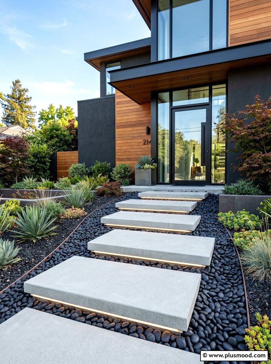 Contemporary Walkway - 25 summer front yard landscaping ideas