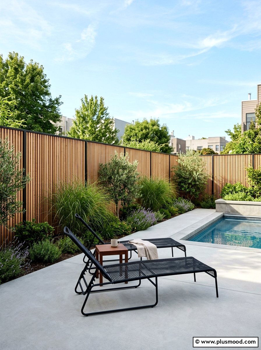 Contemporary Wood Fence - 25 pool landscaping ideas with fence