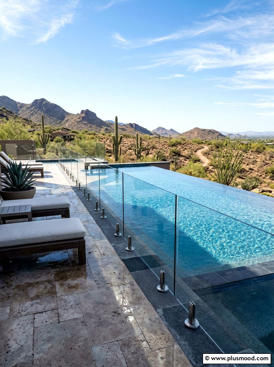 Contemporary glass fencing - 25 pool landscaping ideas for desert climates