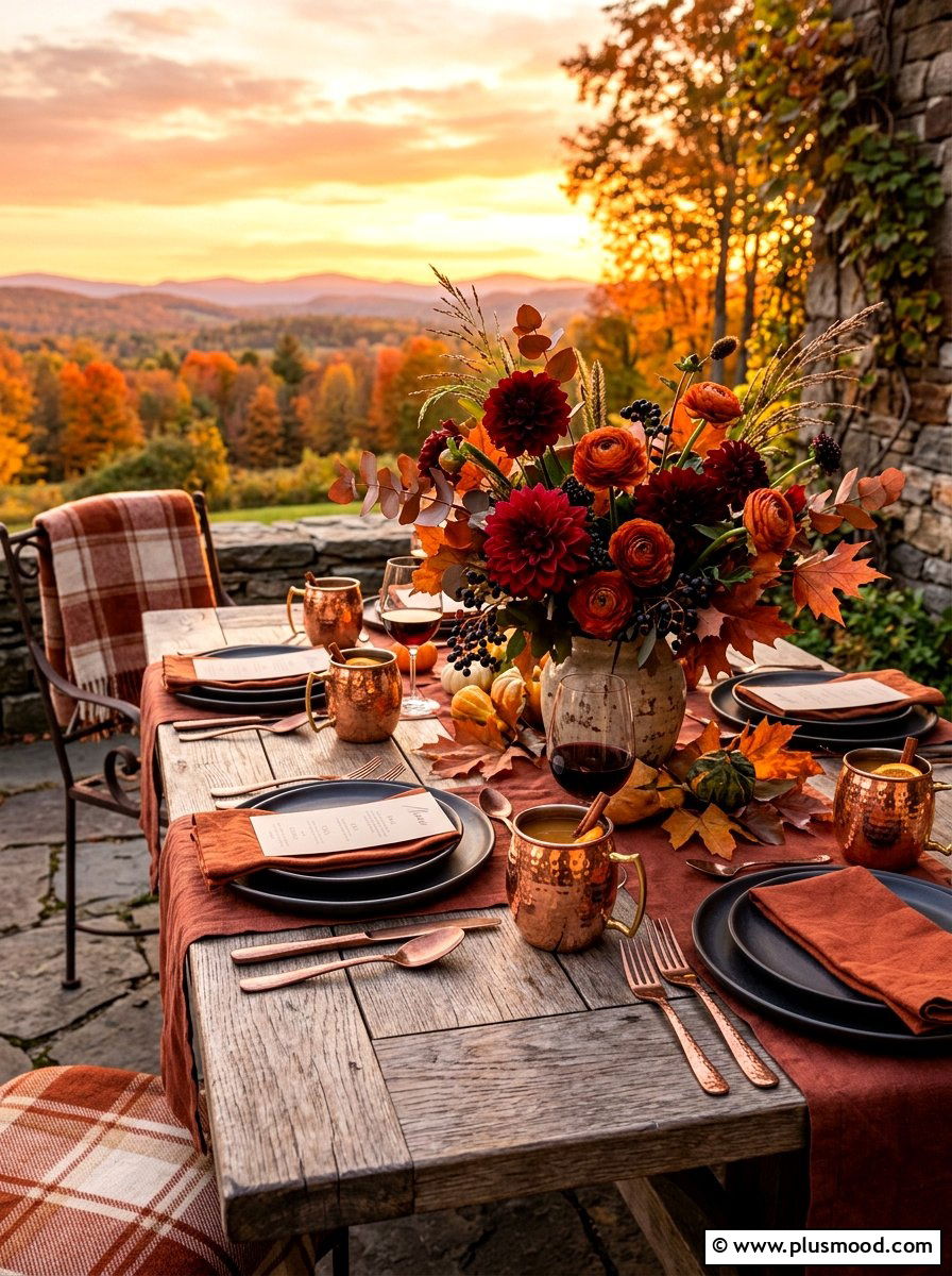 Copper Accent Harvest Table - 25 late summer tablescape ideas