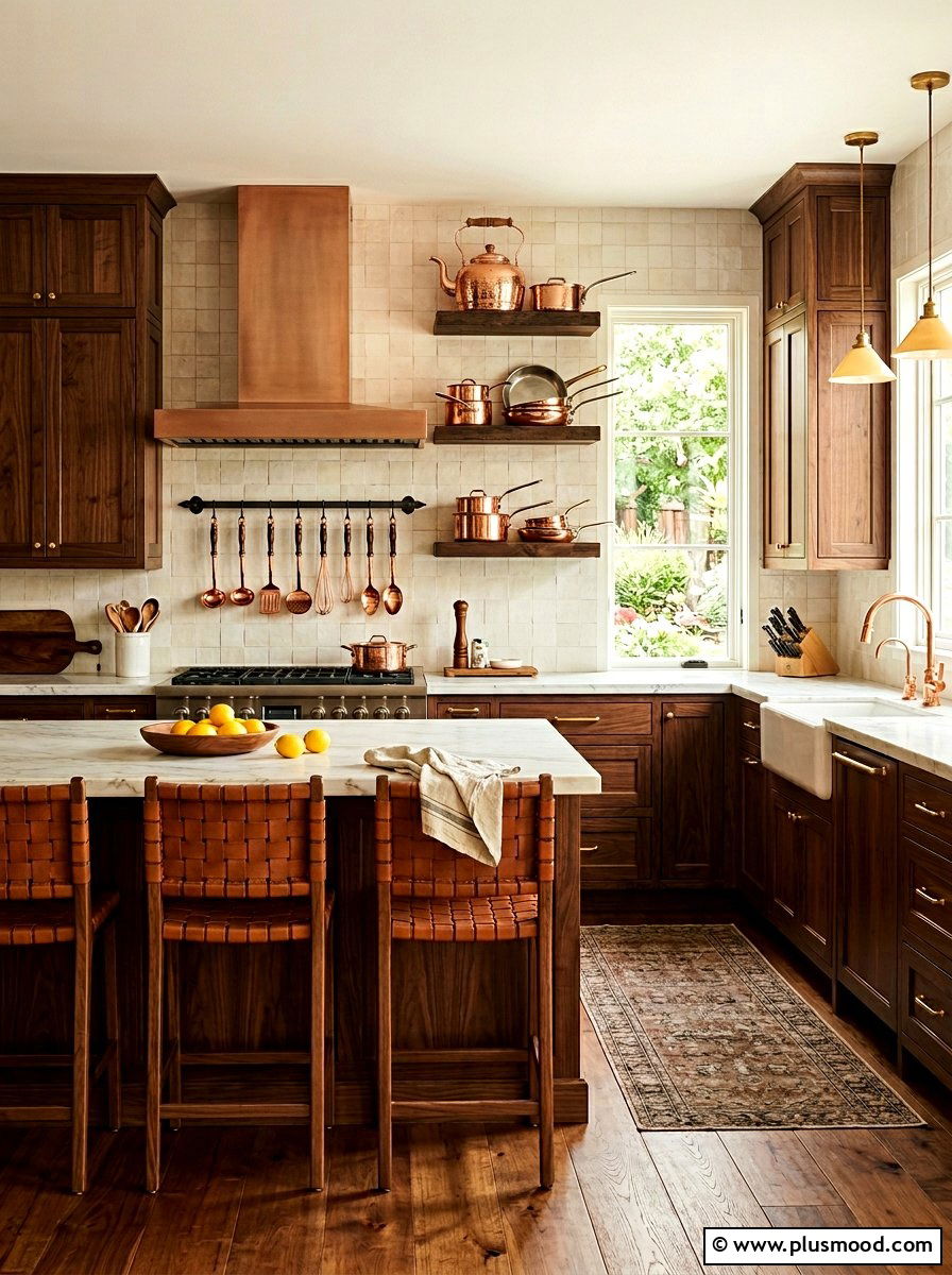 Copper Cooking Utensils - 25 summer kitchen shelf decor ideas