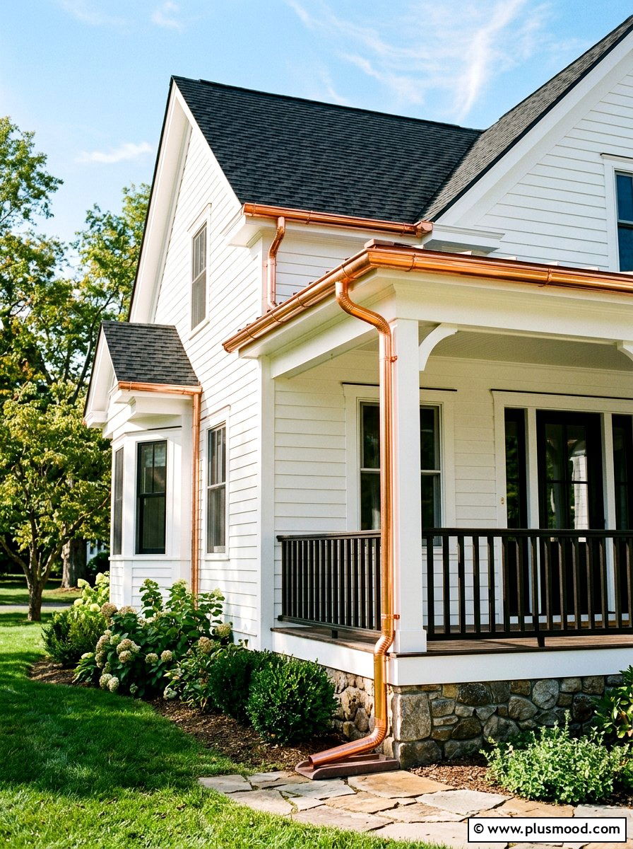 Copper Gutters - 25 summer farmhouse curb appeal ideas
