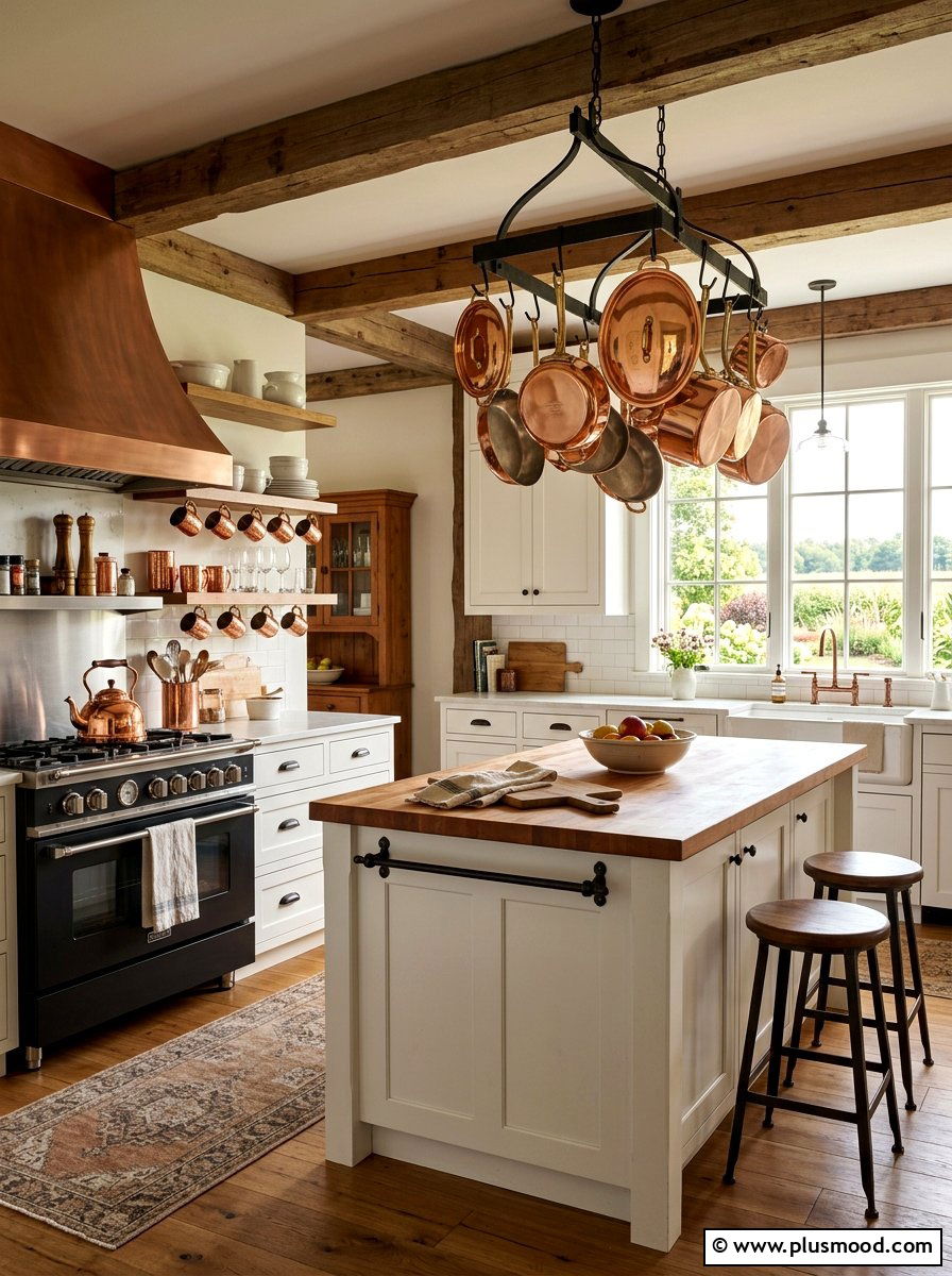 Copper Kitchen Accents - 25 summer farmhouse kitchen ideas
